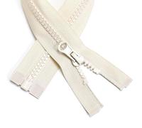 ZIPZSY 2PCS #5 Fermetures Éclair en Résine à Extrémité Ouverte (Un seul sens), à Glissière Simple, Fermetures Séparables pour Vêtements et Couture (Beige, 50cm)