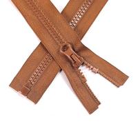 ZIPZSY 2PCS #5 Fermetures Éclair en Résine à Extrémité Ouverte (Un seul sens), à Glissière Simple, Fermetures Séparables pour Vêtements et Couture (Caramel, 120cm)