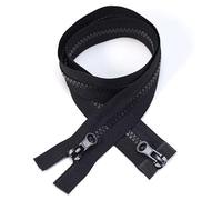 ZIPZSY 2PCS #5 Resin Séparables à Glissière (Double Voie), Fermetures Éclair à Double Curseur pour Vêtements et Projets de Couture DIY (Noir, 150cm)