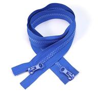 ZIPZSY 2PCS #5 Resin Séparables à Glissière (Double Voie), Fermetures Éclair à Double Curseur pour Vêtements et Projets de Couture DIY (Bleu, 50cm)