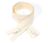 ZIPZSY 2PCS #5 Resin Séparables à Glissière (Double Voie), Fermetures Éclair à Double Curseur pour Vêtements et Projets de Couture DIY (Beige, 60cm)