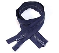 ZIPZSY 2PCS #5 Resin Séparables à Glissière (Double Voie), Fermetures Éclair à Double Curseur pour Vêtements et Projets de Couture DIY (Bleu Marine, 60cm)