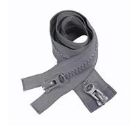 ZIPZSY 2PCS #8 Fermetures à glissière en résine (à double sens) - Double curseur renforcé avec extrémité ouverte pour vêtements DIY et travaux de couture (Gris, 70cm)