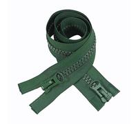 ZIPZSY 2PCS #8 Fermetures à glissière en résine (à double sens) - Double curseur renforcé avec extrémité ouverte pour vêtements DIY et travaux de couture (Vert, 70cm)