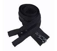 ZIPZSY 2PCS #8 Fermetures à glissière en résine (à double sens) - Double curseur renforcé avec extrémité ouverte pour vêtements DIY et travaux de couture (Noir, 90cm)