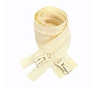 ZIPZSY 2PCS #8 Fermetures à glissière en résine (à double sens) - Double curseur renforcé avec extrémité ouverte pour vêtements DIY et travaux de couture (Beige, 60cm)