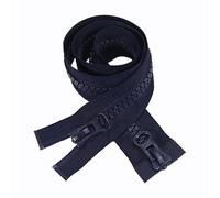 ZIPZSY 2PCS #8 Fermetures à glissière en résine (à double sens) - Double curseur renforcé avec extrémité ouverte pour vêtements DIY et travaux de couture (Bleu Marine, 50cm)