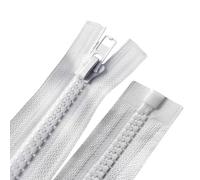 ZIPZSY 2PCS #8 Fermetures éclair en résine à curseur unique (extrémité ouverte), accessoires de Fermetures éclair séparantes pour vestes et vêtements de couture (Blanc, 200cm)