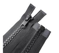 ZIPZSY 2PCS #8 Fermetures éclair en résine à curseur unique (extrémité ouverte), accessoires de Fermetures éclair séparantes pour vestes et vêtements de couture (Noir, 300cm)