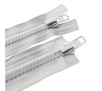 ZIPZSY 2PCS #8 Zippers en Résine à Double Glissière, à Dents Grosses, à Double-Sens, avec Fermeture Éclair à Extrémité Ouverte pour Fournitures de Couture et Artisanat (Blanc, 70cm)