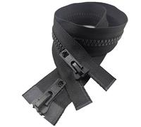 ZIPZSY 2PCS #8 Zippers en Résine à Double Glissière, à Dents Grosses, à Double-Sens, avec Fermeture Éclair à Extrémité Ouverte pour Fournitures de Couture et Artisanat (Noir, 85cm)