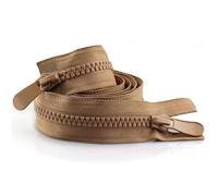 ZIPZSY 2Pcs Fermeture éclair n°8 double curseur (extrémité ouverte), à dents triangulaires en résine, double glissière, robuste, pour couture, DIY, vêtements et sacs (Kaki, 60cm)