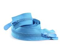 ZIPZSY 2Pcs Fermeture éclair n°8 double curseur (extrémité ouverte), à dents triangulaires en résine, double glissière, robuste, pour couture, DIY, vêtements et sacs (Bleu Ciel, 110cm)