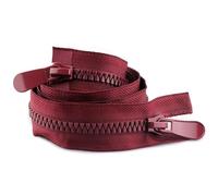 ZIPZSY 2Pcs Fermeture éclair n°8 double curseur (extrémité ouverte), à dents triangulaires en résine, double glissière, robuste, pour couture, DIY, vêtements et sacs (Bourgogne, 70cm)