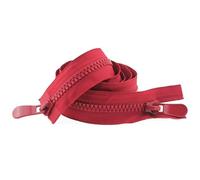 ZIPZSY 2Pcs Fermeture éclair n°8 double curseur (extrémité ouverte), à dents triangulaires en résine, double glissière, robuste, pour couture, DIY, vêtements et sacs (Rouge, 80cm)
