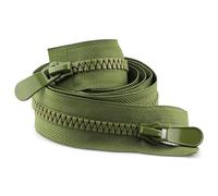ZIPZSY 2Pcs Fermeture éclair n°8 double curseur (extrémité ouverte), à dents triangulaires en résine, double glissière, robuste, pour couture, DIY, vêtements et sacs (Vert, 60cm)