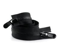 ZIPZSY 2Pcs Fermeture éclair n°8 double curseur (extrémité ouverte), à dents triangulaires en résine, double glissière, robuste, pour couture, DIY, vêtements et sacs (Noir, 70cm)