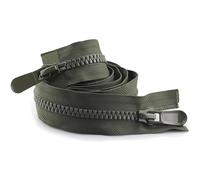 ZIPZSY 2Pcs Fermeture éclair n°8 double curseur (extrémité ouverte), à dents triangulaires en résine, double glissière, robuste, pour couture, DIY, vêtements et sacs (Olive, 80cm)