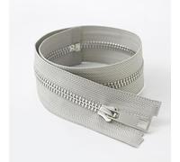 ZIPZSY #5 Fermeture Éclair en Métal avec Dents Y en Titane Argentées (Open-End), Glissière à Verrouillage Automatique pour Couture (Gris Clair, 65cm)