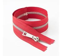 ZIPZSY #5 Fermeture Éclair en Métal avec Dents Y en Titane Argentées (Open-End), Glissière à Verrouillage Automatique pour Couture (Rouge, 45cm)