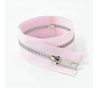 ZIPZSY #5 Fermeture Éclair en Métal avec Dents Y en Titane Argentées (Open-End), Glissière à Verrouillage Automatique pour Couture (Rose, 75cm)