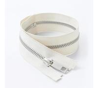 ZIPZSY #5 Fermeture Éclair en Métal avec Dents Y en Titane Argentées (Open-End), Glissière à Verrouillage Automatique pour Couture (Beige, 65cm)