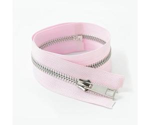 ZIPZSY #5 Fermeture Éclair en Métal avec Dents Y en Titane Argentées (Open-End), Glissière à Verrouillage Automatique pour Couture (Rose, 40cm)