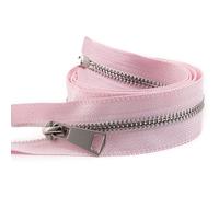 ZIPZSY #5 Fermeture éclair métal à ouverture, dents argentées, fermetures éclair argentées séparables pour vêtements, sacs, couture et artisanat (Rose, 60cm)