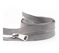 ZIPZSY #5 Fermeture éclair métal à ouverture, dents argentées, fermetures éclair argentées séparables pour vêtements, sacs, couture et artisanat (Gris, 70cm)