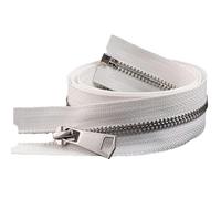 ZIPZSY #5 Fermeture éclair métal à ouverture, dents argentées, fermetures éclair argentées séparables pour vêtements, sacs, couture et artisanat (Blanc, 65cm)