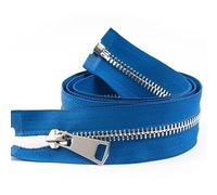 ZIPZSY #5 Fermeture éclair métal à ouverture, dents argentées, fermetures éclair argentées séparables pour vêtements, sacs, couture et artisanat (Bleu, 80cm)