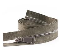 ZIPZSY #5 Fermeture éclair métal à ouverture, dents argentées, fermetures éclair argentées séparables pour vêtements, sacs, couture et artisanat (Vert, 50cm)