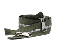 ZIPZSY #5 Fermeture Éclair pour Manteau à Séparation Double Voie, Argentée, Métal, pour Manteaux et Cuir, Artisanat de Couture, Ouverture à Double Glissière (Vert, 90cm)