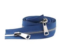 ZIPZSY #5 Fermeture Éclair pour Manteau à Séparation Double Voie, Argentée, Métal, pour Manteaux et Cuir, Artisanat de Couture, Ouverture à Double Glissière (Bleu, 100cm)