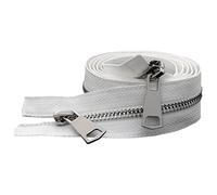 ZIPZSY #5 Fermeture Éclair pour Manteau à Séparation Double Voie, Argentée, Métal, pour Manteaux et Cuir, Artisanat de Couture, Ouverture à Double Glissière (Blanc, 60cm)