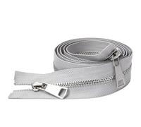 ZIPZSY #5 Fermeture Éclair pour Manteau à Séparation Double Voie, Argentée, Métal, pour Manteaux et Cuir, Artisanat de Couture, Ouverture à Double Glissière (Gris Clair, 60cm)