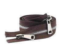 ZIPZSY #5 Fermeture Éclair pour Manteau à Séparation Double Voie, Argentée, Métal, pour Manteaux et Cuir, Artisanat de Couture, Ouverture à Double Glissière (Marron Café, 90cm)