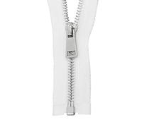 ZIPZSY Fermeture Éclair en Métal #3 pour Vêtements et Couture, Glissière à Verrouillage Automatique, Dents en Métal Argenté, Fermeture Éclair en Cuivre Pur à Extrémité Ouverte (Blanc, 60cm)