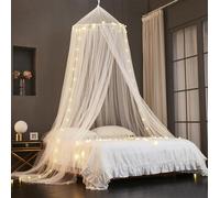 ZIQINPSQ Ciel de lit pour filles, baldaquin pour lit, moustiquaire princesse tente de jeu pour enfants, filet de lit suspendu pour décoration de chambre de fille (blanc)