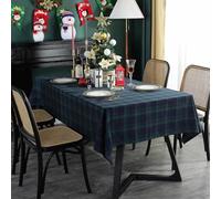 ZIQINPSQ Nappe carrée à carreaux britannique 140x140cm - Housse de table résistante aux plis et aux taches pour le repas, les fêtes, l'utilisation quotidienne, Bleu & Vert