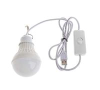 ZIRAN 5W 10 LED Ampoule USB à économie d'énergie Camping Maison Nuit Lampe Crochet Interrupteur