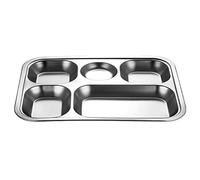 ZIRAN Plateau à dîner divisé Plateau à dîner divisé en Acier Inoxydable Plaque de Nourriture de récipient à déjeuner pour Cantine Scolaire 3/4/5 Section