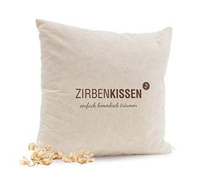 ZirbenFamilie Coussin décoratif naturel 40 x 40 cm • Coussin décoratif rempli de flocons de pin naturels - Inscription « rêve simplement céleste » • Un produit de la famille des pins - connu du commerce spécialisé et de l'industrie hôtelière