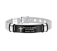 Zircobic bijou classique et simple pour hommes avec écritures chrétiennes - avec gravure « Avec Dieu, toutes choses sont possibles » bracelet biblique, cadeaux pour la famille, les amis et les frères