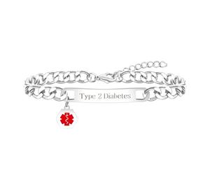 Zircobic Bijoux D'Alerte Médicale Internationale - Bracelet D'Alerte Personnalisé En Acier Inoxydable Chaîne Cubaine, Cadeau Pour Aînés, Famille Et Amis YA5169