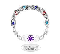 Zircobic Bracelet Allergie Pénicilline - Gravé Acier Inoxydable, Étoile de Vie, Perles Ajustables, Confortable, Léger, Durable pour Quotidien, Voyage, Travail, Extérieur
