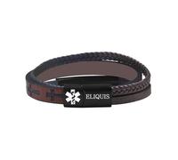 Zircobic Bracelet d’Alerte Médicale Eliquis - Plaque ID Médicale Gravée au Laser, Cuir PU Tressé avec Croix de Foi, Étanche, Léger et Durable, Pour Course, Fitness et Usage Quotidien