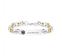 Zircobic Bracelet d’alerte médicale en acier inoxydable gravé « COUMADIN » - Léger, étanche, bande d’identification confortable pour sécurité quotidienne et extérieure