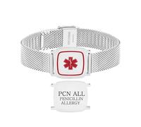 Zircobic Bracelet d’alerte médicale en acier inoxydable pour allergies - Gravé au laser Penicillin Allergy, étanche, hypoallergénique, bijou d’identification médicale pour sport et usage quotidien