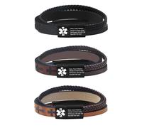 Zircobic Bracelet d’Alerte Médicale Homme Personnalisable - ID Médicale Gravée au Laser, Accent Croix de Foi, Design Cuir PU Tressé, Léger et Durable, Pour Sports Extérieurs et Usage Quotidien